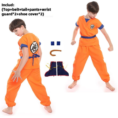 Boys Girls Halloween Son Goku Cosplay Costumes For Kids Outfit Bodysuit Men Krillin Training Clothes Saiyan Outfits Wig Dress Up