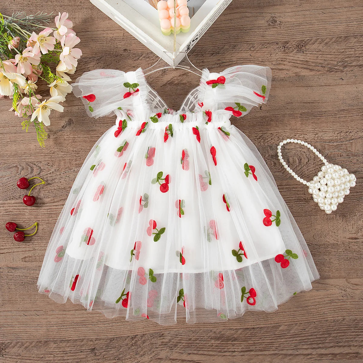 Girls' Dress Summer Lace Floral Print Cute Princess Baby Girl Dress Adorable Wedding Flower Girl Outfit