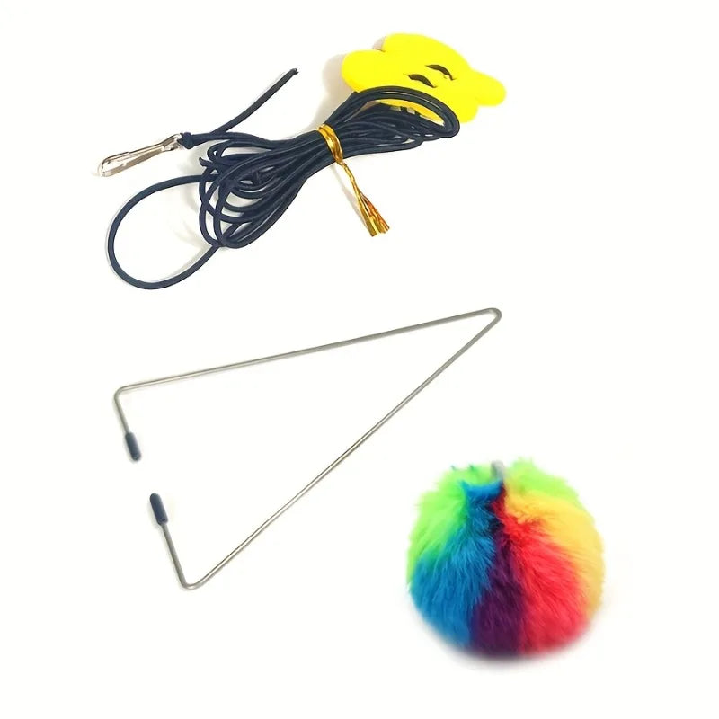 Interactive Cat Toy with Colorful Balls - Adjustable Hanging Door Swing Teaser for Cats Kittens, Pet Self Play Hanging Toys