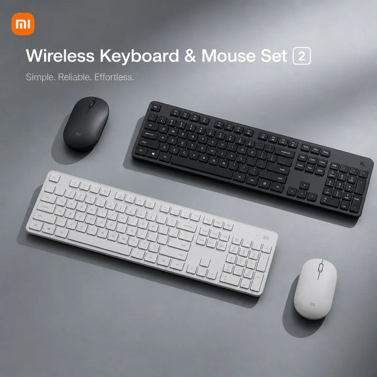 Xiaomi Keyboard and Mouse Set 2 2.4G Wireless Keyboard and Mouse Set Office Slim Keyboard 104Keys Smart Energy-saving Sleep Mode