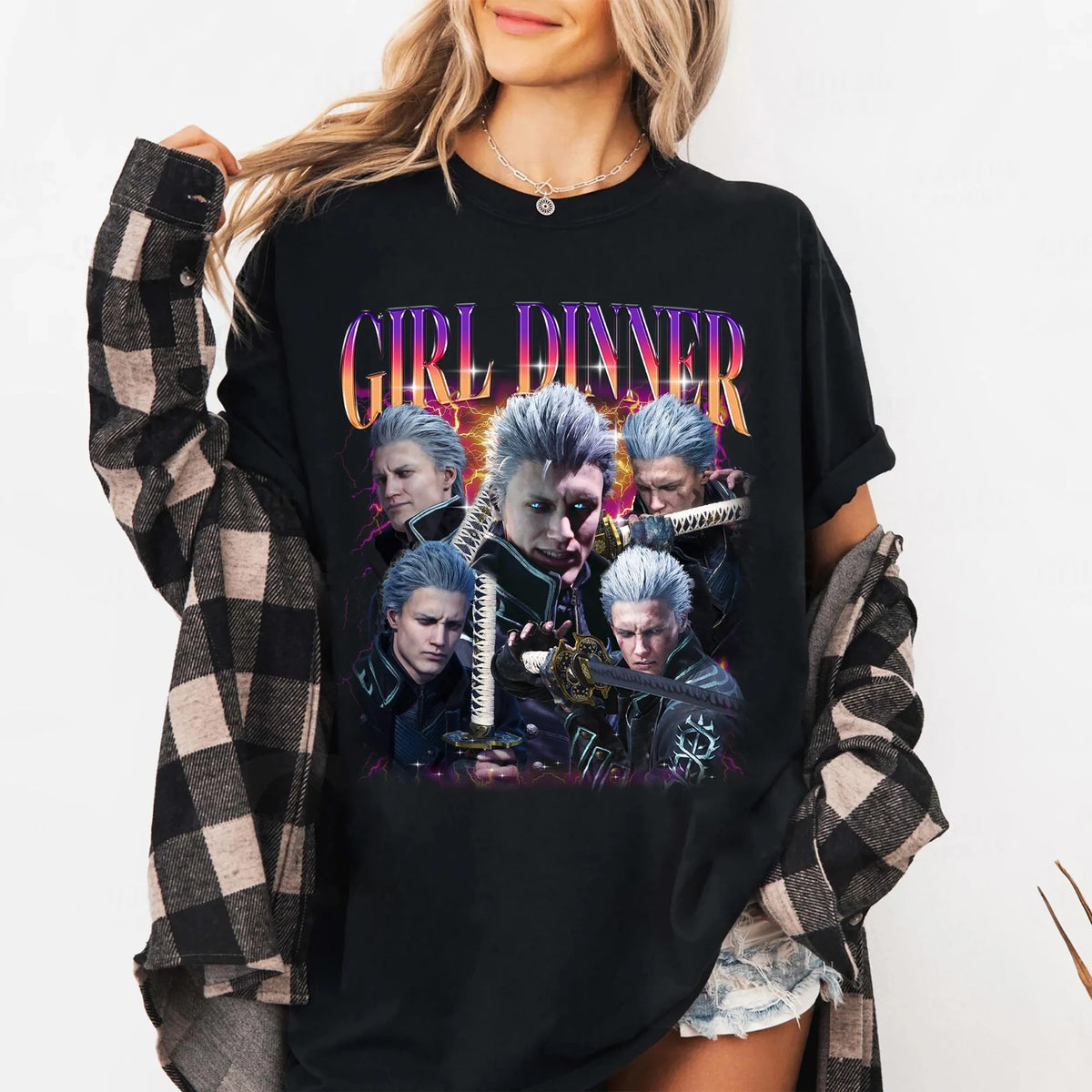 Devil May Cry Vergil Printed Women's T-shirt Fashion Trend Top Spring/Summer Pure Cotton Unisex Short Sleeve T-shirt