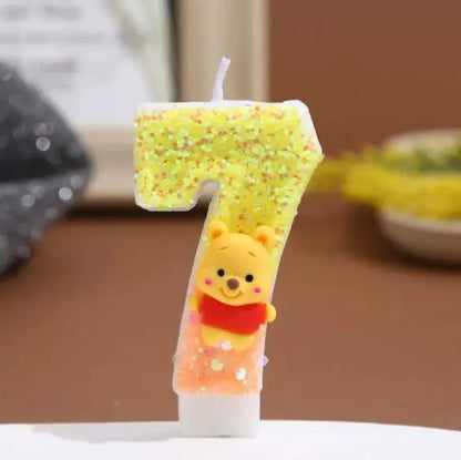 Anime 0-9 Number Candle Cute Winnie the Pooh Candle Cartoon Character Children Party Cake Plug-in Birthday Cake Decoration Gifts