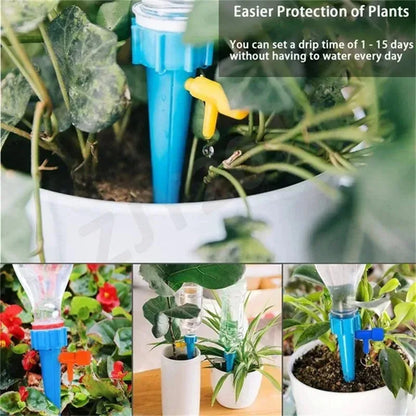 6-24pcs Auto Adjustable Drip Spike Water Bottle Irrigation System Self Dripper Automatic Device Indoor Plant Flower Greenhouse