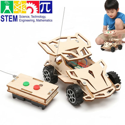 DIY Wooden Remote Control Car Kit STEM Building Toy Educational Science Project Wireless Racing Car for Kids Teens Gifts