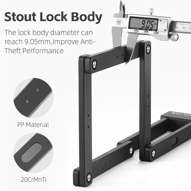 WEST BIKING Foldable Bike Lock Portable Anti-Theft Security Folding Padlock for MTB Road Bike E-bike Scooter Bicycle Accessories