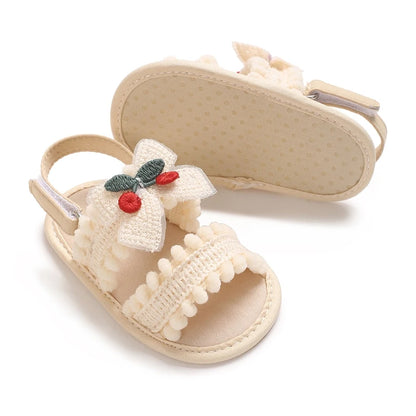 NEW Baby Girls Shoes Non-Slip Soft Soled Lace Bowknot Flats Toddler First Walker Fall Princess Shoes