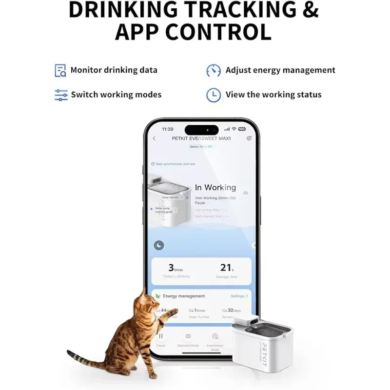 PETKIT EVERSWEET MAX Cordless Cat Water Fountain, 105 Fl Oz/3L Pet Water Fountain  Automatic Cat Water Dispenser