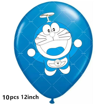 Doraemoned Balloons Cartoon Blue Jingle Cat Party Decoration Supplies Happy Birthday Banner Disposable Tableware Kid Cake Topper