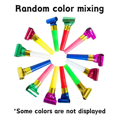 18/72pcs Random Mix Color Party Blower Whistles, Retractable Blow Noisemakers, Birthday Celebration Festival Party Decor YMY