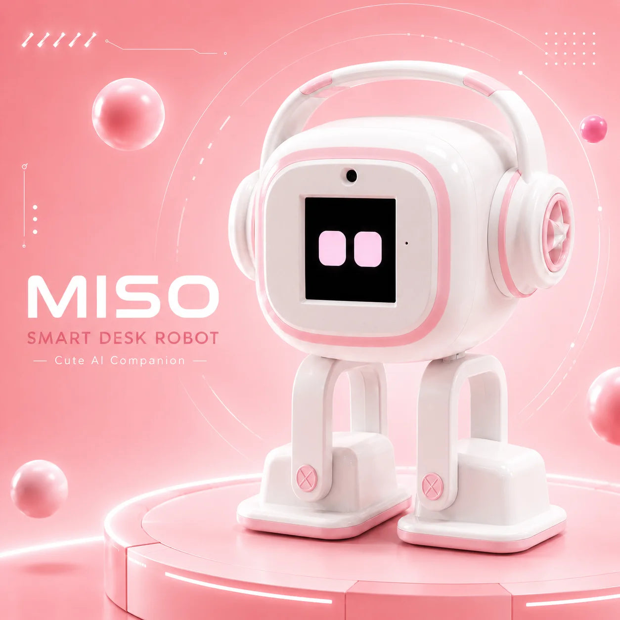 Miso Interactive AI Desktop Robot | EMO Smart Chat, Multilingual Companion, Dancing Mini Robot Charging Skateboard Fun Gift Toy