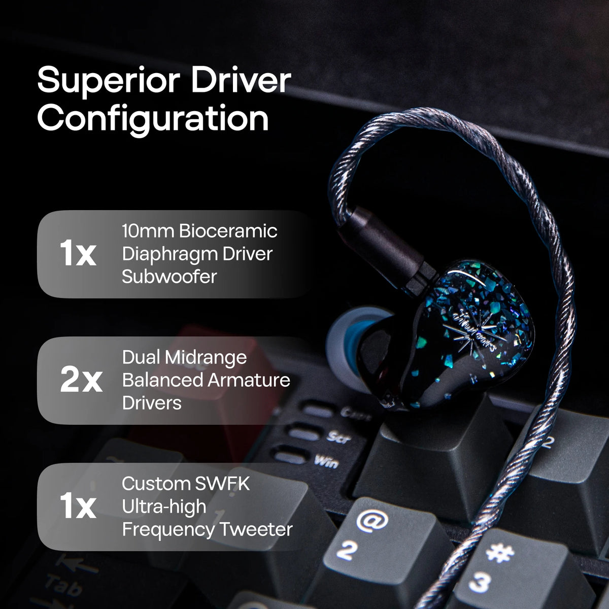 Linsoul Kiwi Ears Astral 1DD+6BA Hybrid IEM Earphone Professional Audiophile In-Ear Monitor Wired Earbuds