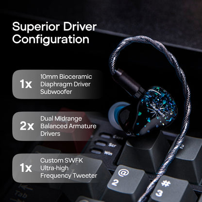 Linsoul Kiwi Ears Astral 1DD+6BA Hybrid IEM Earphone Professional Audiophile In-Ear Monitor Wired Earbuds