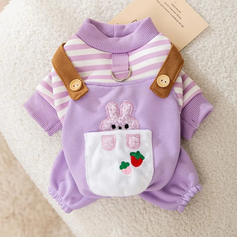 Striped Dog Romper Jumpsuit | Luxury Puppy Costume Sweatshirt | Chihuahua & French Bulldog Outfit