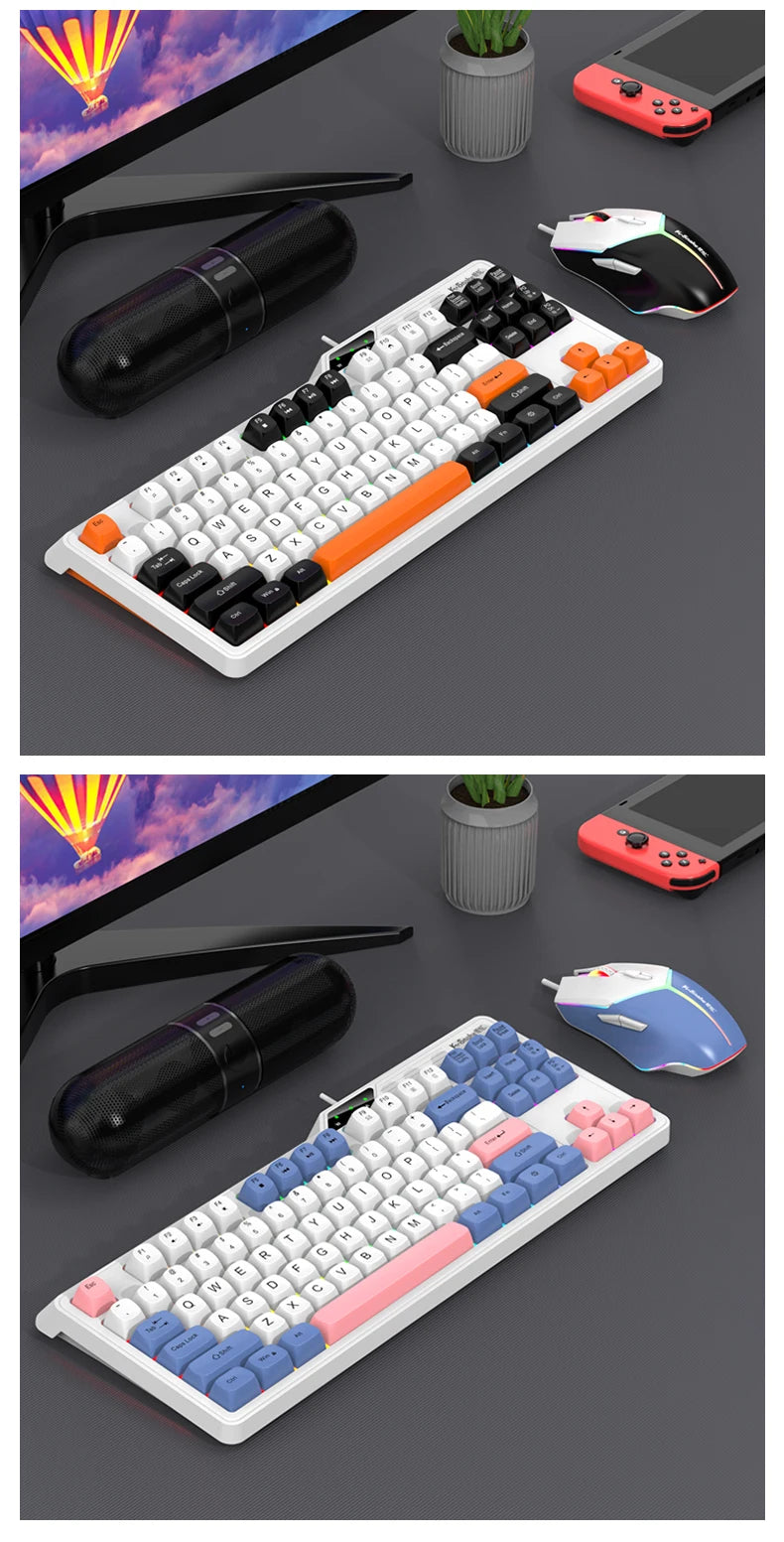Wired Keyboard and Mouse Set，19-Key Rollover，Office/Gaming Compatible with Desktops and Laptops