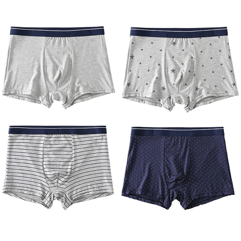 4pcs Men's Boxer Underpants Cotton Homme Panties Men Underwear Shorts Elastic Breathable Fashion Sexy Set Male Boxershorts Soft