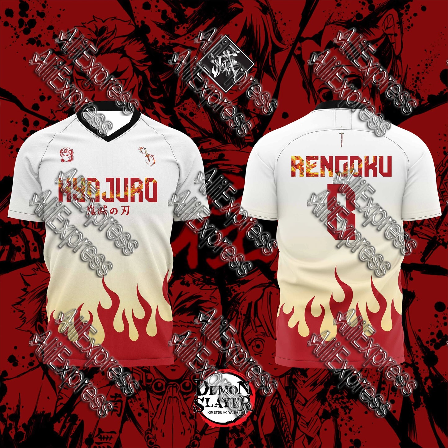 Summer Vintage Anime Devil Slayer Short Sleeve Tops Fashion Unisex Manga Breathable V-Neck T-Shirt Japanese Classic Anime Tee