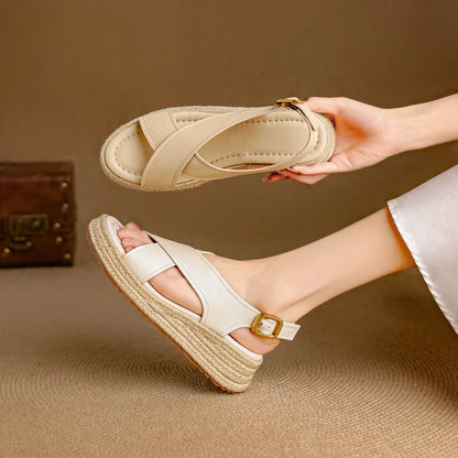 EAGSITY wedges sandals platform sandals Women shoes high heel espadrilles shoes pumps rope sole shoes casual jute sandals