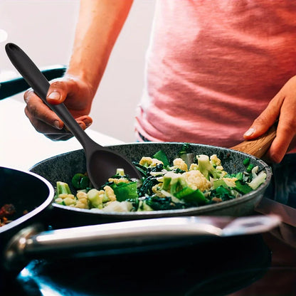 1/3-Piece Silicone Cooking Spoon Set - Heat-Resistant, Large Slotted & Solid Spoons for Non-Stick Cookware, Mixing & Filling