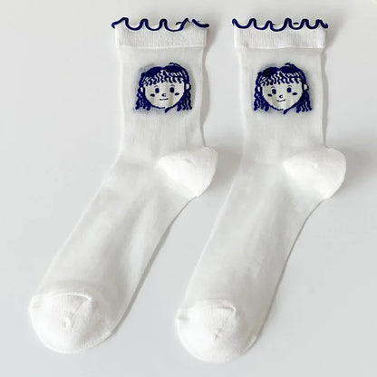 Transparent Crystal Silk Socks Women Fashion Ultra-thin Summer Harajuku Crew Socks Flower Streetwear Elastic Long Mesh Socks