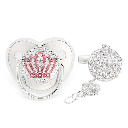 Baby Shower Gifts Baby Pacifier Rhinestone Pacifier Clips Princess Bling BPA Free Silicone Infant Nipple Newborn Baby Soother