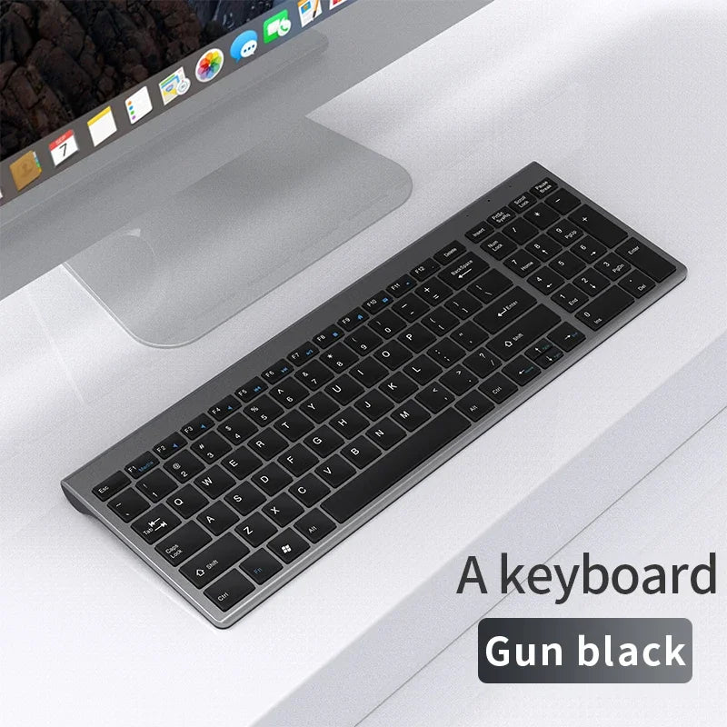 Wireless Keyboard and Mouse Combo Bluetooth 5.0 & 2.4G Rechargeable Multimedia Keyboard Mouse Set for Laptop PC TV iPad Android