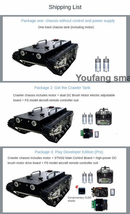 30kg Load RC Tank Chassis Metal Track 12V DC Motor Shock Absorption Tank for STM32 Robot Kit to FS Handle Programmable Robot Car