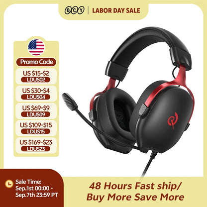 QCY VN200 Pro Wired Gaming Headset With Mic 40mm Driver 7.1 Surround Over Ear Headphones For PC PS4 PS5 Gamer Headphones