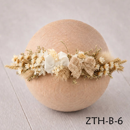 Floral Newborn Headbands for Photography Props Handmade Infant Girl Flower Wreath Baby Headband Newborn Photoshoot, Accessories