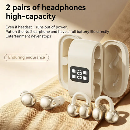 Twin Headphone Bluetooth Headset Fashion Plating HiFi Bass Low-Delay Game Sleep In-ear Earplug Sports Ear Clip Wireless Earphone