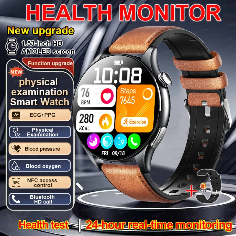 2026 New Smart Watch NFC ECG+PPG Blood oxygen Uric Acid Blood Pressure Sapphire Smartwatch Men For Android iOS Smart watch men