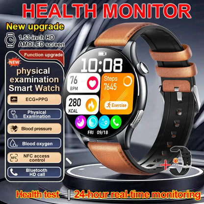 2026 New Smart Watch NFC ECG+PPG Blood oxygen Uric Acid Blood Pressure Sapphire Smartwatch Men For Android iOS Smart watch men
