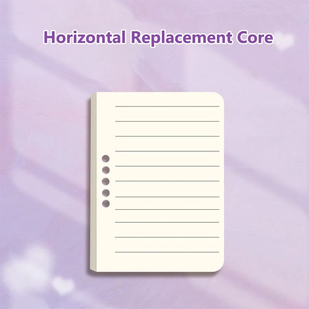 A7 80 Sheets Portable Pocket Notebook Simple Loose-leaf Square Notepad Horizontal Line Inner Page Memo Pad Diary Book
