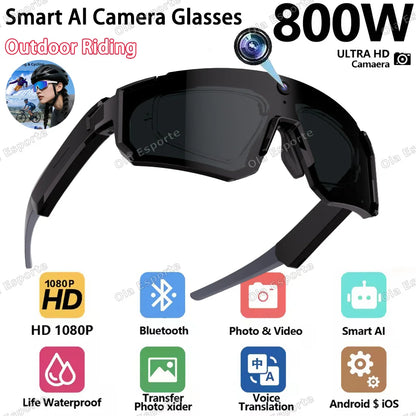 AI Voice Translate Smart Glasses 1200P Video Recording Camera Bluetooth WiFi Anti-Shake Polarized Lens Driving Sports Sunglasses