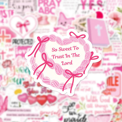 50Pcs  Jesus Phrase Sticker Pack-Graffiti with Biblical Motivational Quotes, Waterproof Decor Stickers
