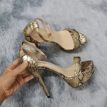 LOSLANDIFEN Women Sandals Sexy Open Toes 14cm Supper High Heels Peep Toes Platform Stilettos Party Wedding Shoes Plus Size 43 44