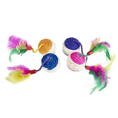 Interactive Cat Toy Handfree Cat Stick Kitten Rainbow Strips Stick Toy Suction Cup Feather Wand Pet Supplies Simulation Feather