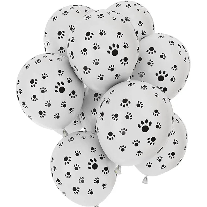 10PCS 12Inch Cute Dog Paws Print Balloons White Black Latex Balloon Kids Birthday Gift Baby Shower Party Toys Home Party Decor