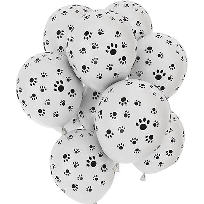 10PCS 12Inch Cute Dog Paws Print Balloons White Black Latex Balloon Kids Birthday Gift Baby Shower Party Toys Home Party Decor