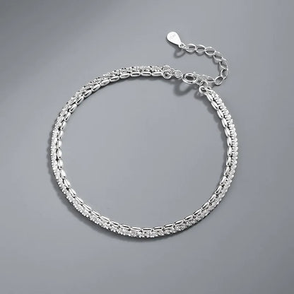 925 Sterling Silver Hollow Heart Bracelets for Women Girls Vintage