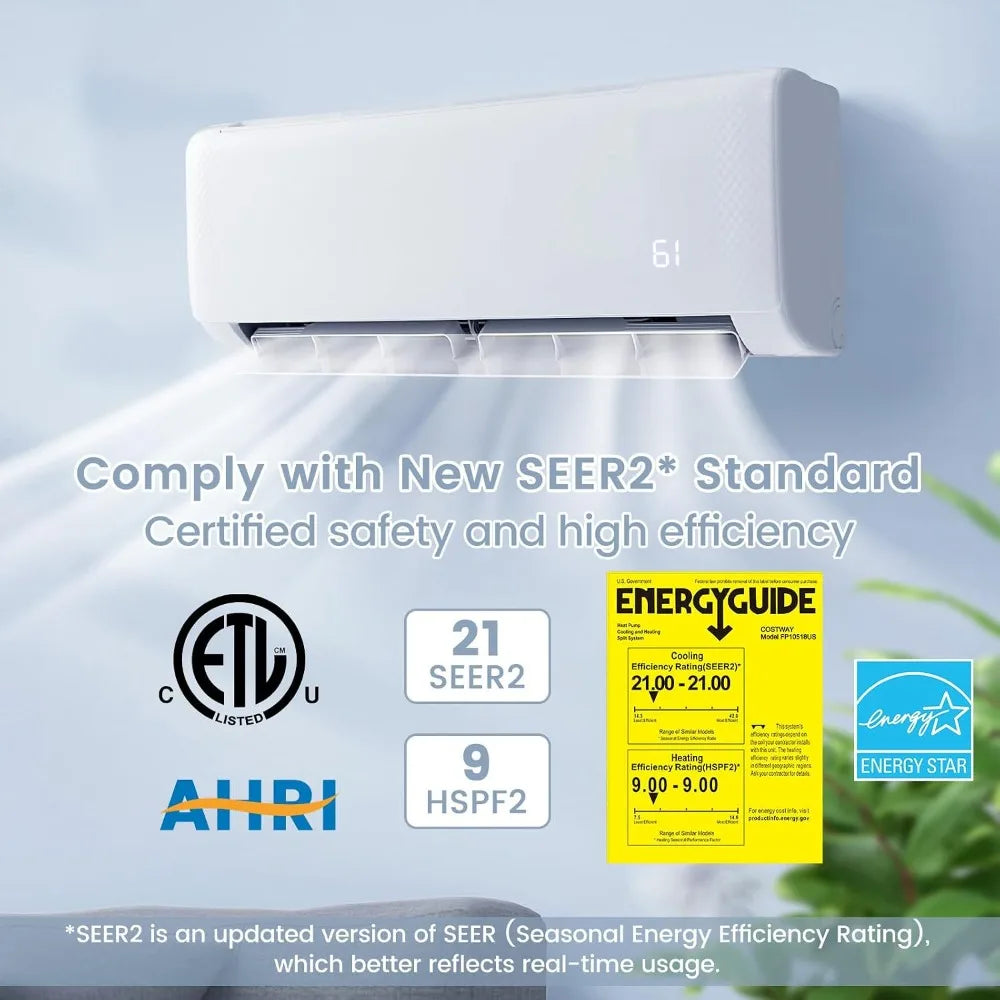 18000 BTU Mini Split Air Conditioner & Heater, 21SEER2 208-230V, Custom