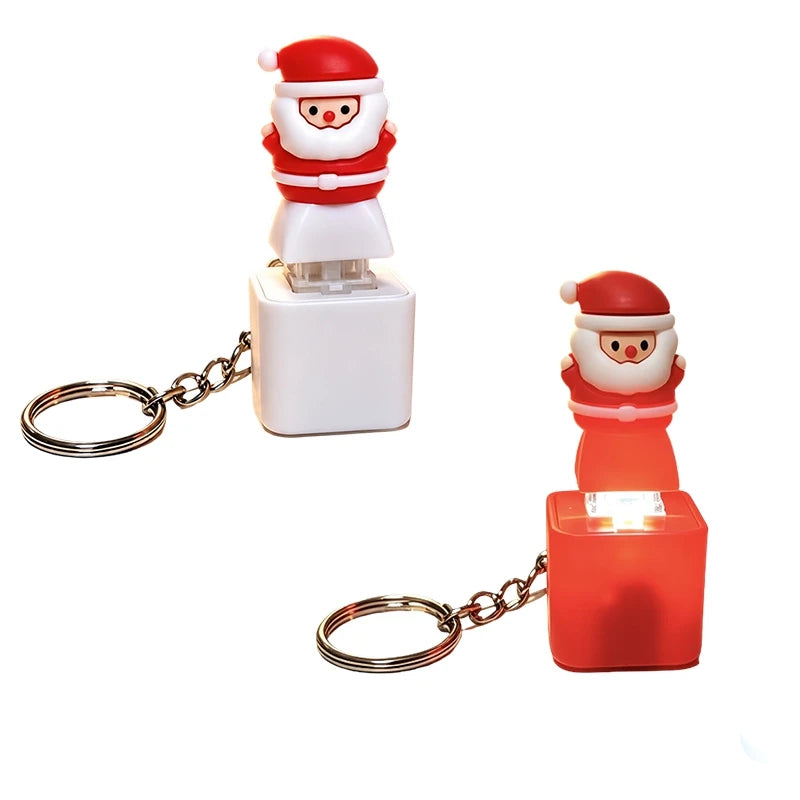 Glowing Sound Key Cap Keychain Halloween Pumpkin Ghost Witch Press Keyring Christmas Santa Snowman Pendant Party Favor