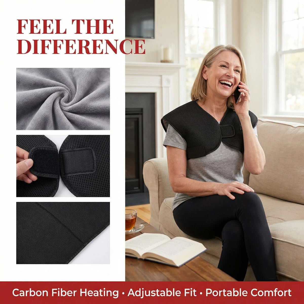 Electric Heating Shoulder Braces 3 Heating Functions Shoulder Back Muscle Relaxation Hot Compress Anti-fatigue Back Heated Vest