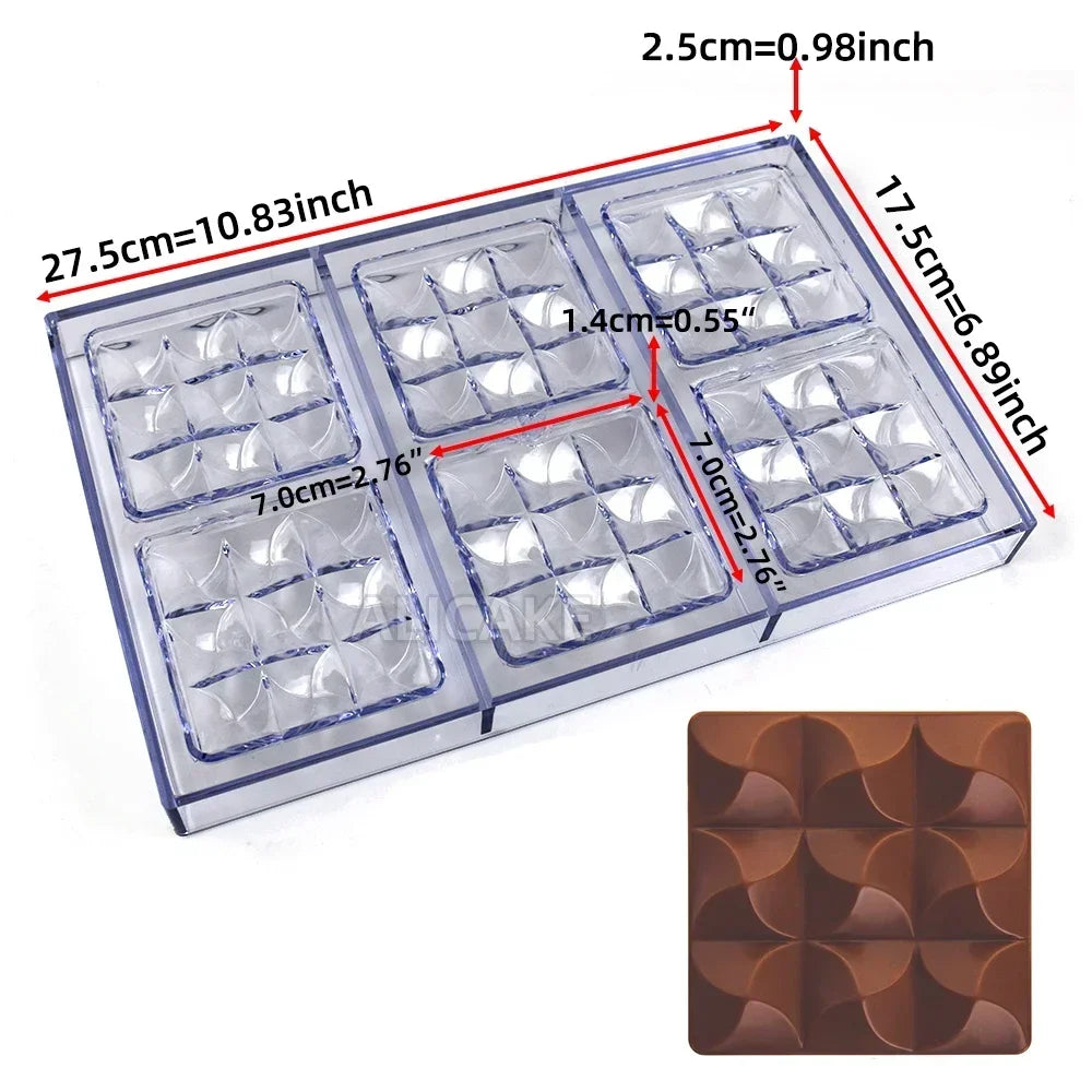 1Pcs Chocolate Molds Polycarbonate Candy Flowers Cube Oval Shape Confectionery Pans Trays Acrylic Baking Utensils Pastry Mould