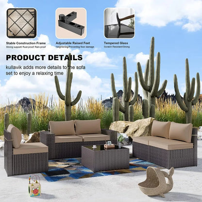 12 Piece Patio Furniture Set, Outdoor Wicker Sectional Sofa, Customized
