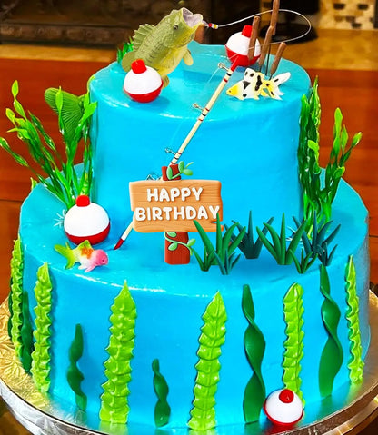 Fishing Cake Topper Gone Fishing Cake Topper Fishing Birthday Party Decorations for Baby Shower Birthday Party Supplies