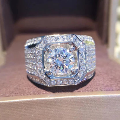 European and American Trendy Inlaid Crystal Women Men's Rings Banquet Fashion Business Ring Jewelry