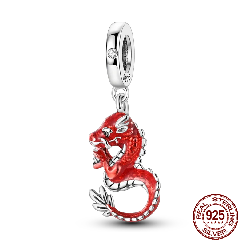 925 Sterling Silver Purple Baby Dragon Flying Dragon Cub Pendant Charm Fit Original Charms Bracelets Women DIY Jewelry Gift