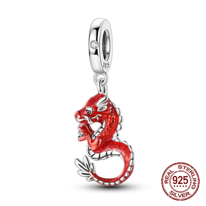 925 Sterling Silver Purple Baby Dragon Flying Dragon Cub Pendant Charm Fit Original Charms Bracelets Women DIY Jewelry Gift