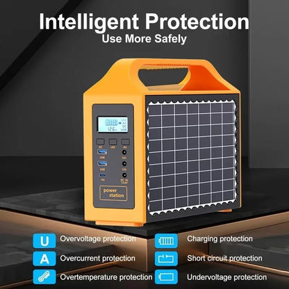 100W Portable Solar Power Station with LED Light & Solar Panel 220V 110V Power Supply Solar Generator Outdoor Backup Power