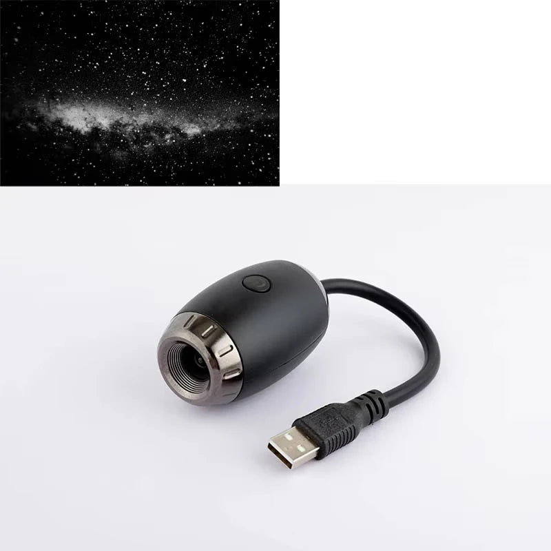 Romantic LED Starry Sky Night Light USB Powered Saturn Galaxy Projector Lamp for Car Roof Party Room Ceiling Decor Plug and Play